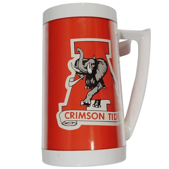 70/80's Thermo-Serv Crimson Tide Cup – Alabama Graphics, Made in U.S.A., 6-3/8"H - Picture 2 of 4